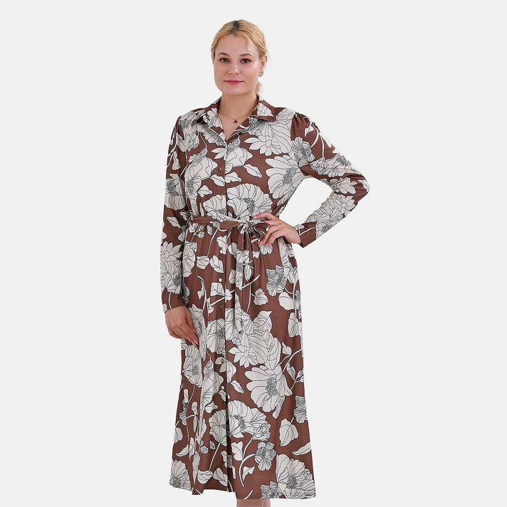 La Marey Patterned Jersey Midi Dress with Waistband 7703855 1