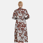 La Marey Floral Dress (Size L 16 TO 18) - Brown & Brown