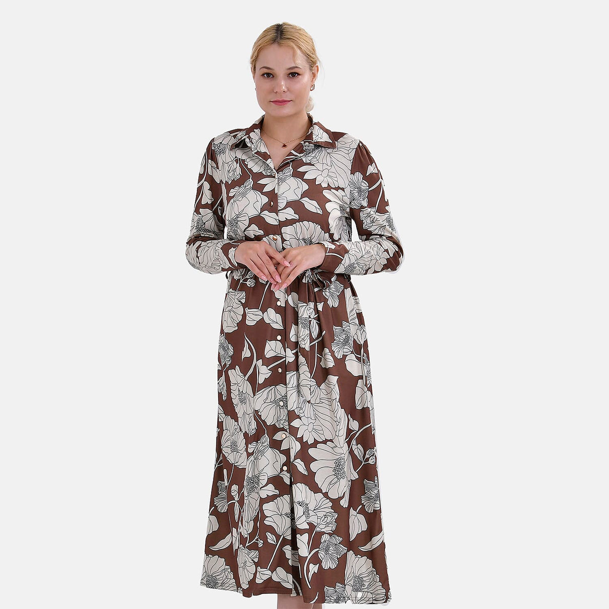 La Marey Patterned Jersey Midi Dress with Waistband 7703855 4