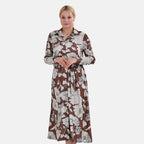 La Marey Floral Dress (Size L 16 TO 18) - Brown & Brown