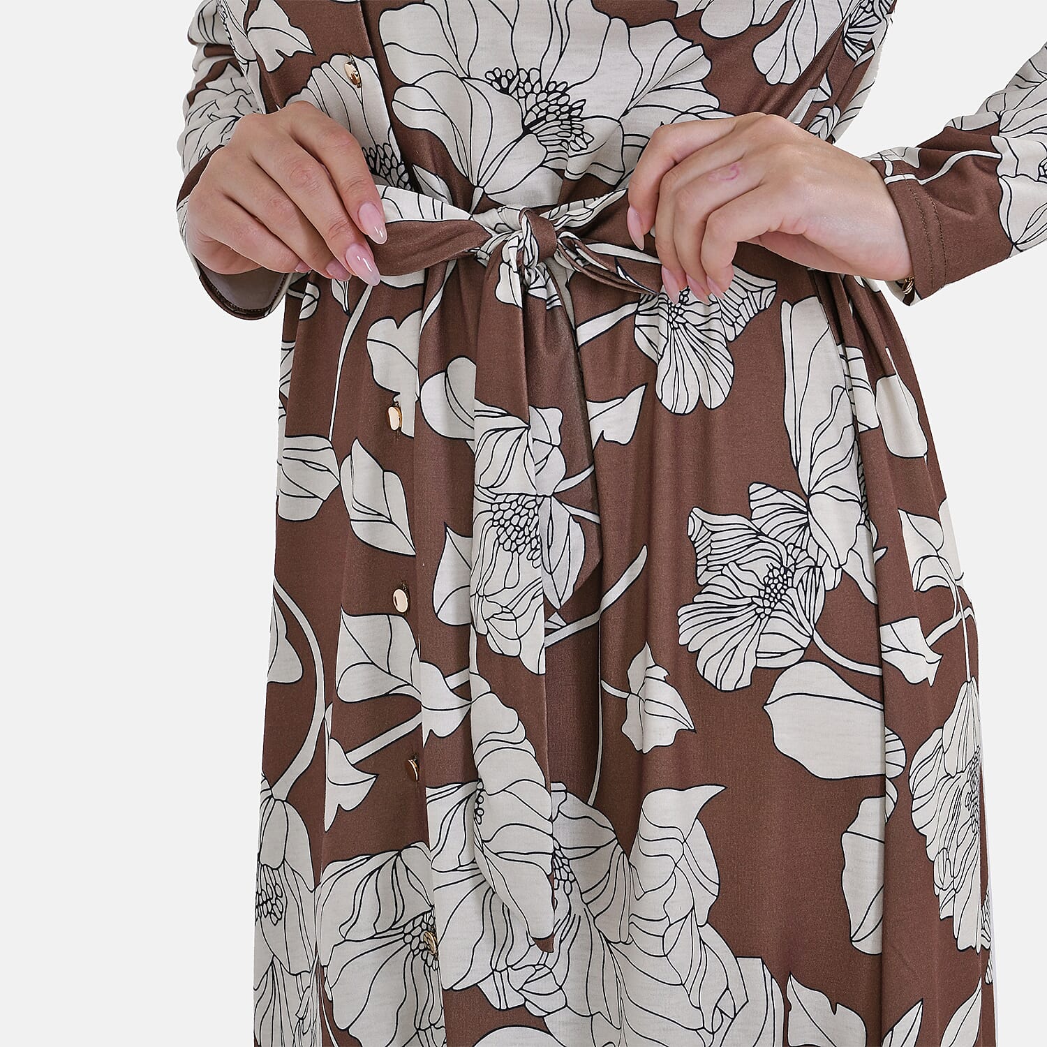 La Marey Patterned Jersey Midi Dress with Waistband 7703855 5