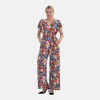 La Marey Floral Pattern Smocked Waist Stretch Jersey Jumpsuit (Size L) - Multi