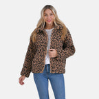 La Marey Leopard Print Plush Jacket with 2 Side Pockets - Mufasa (Size 16 - 18)