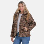 La Marey Leopard Print Plush Jacket with 2 Side Pockets - Mufasa (Size 16 - 18)
