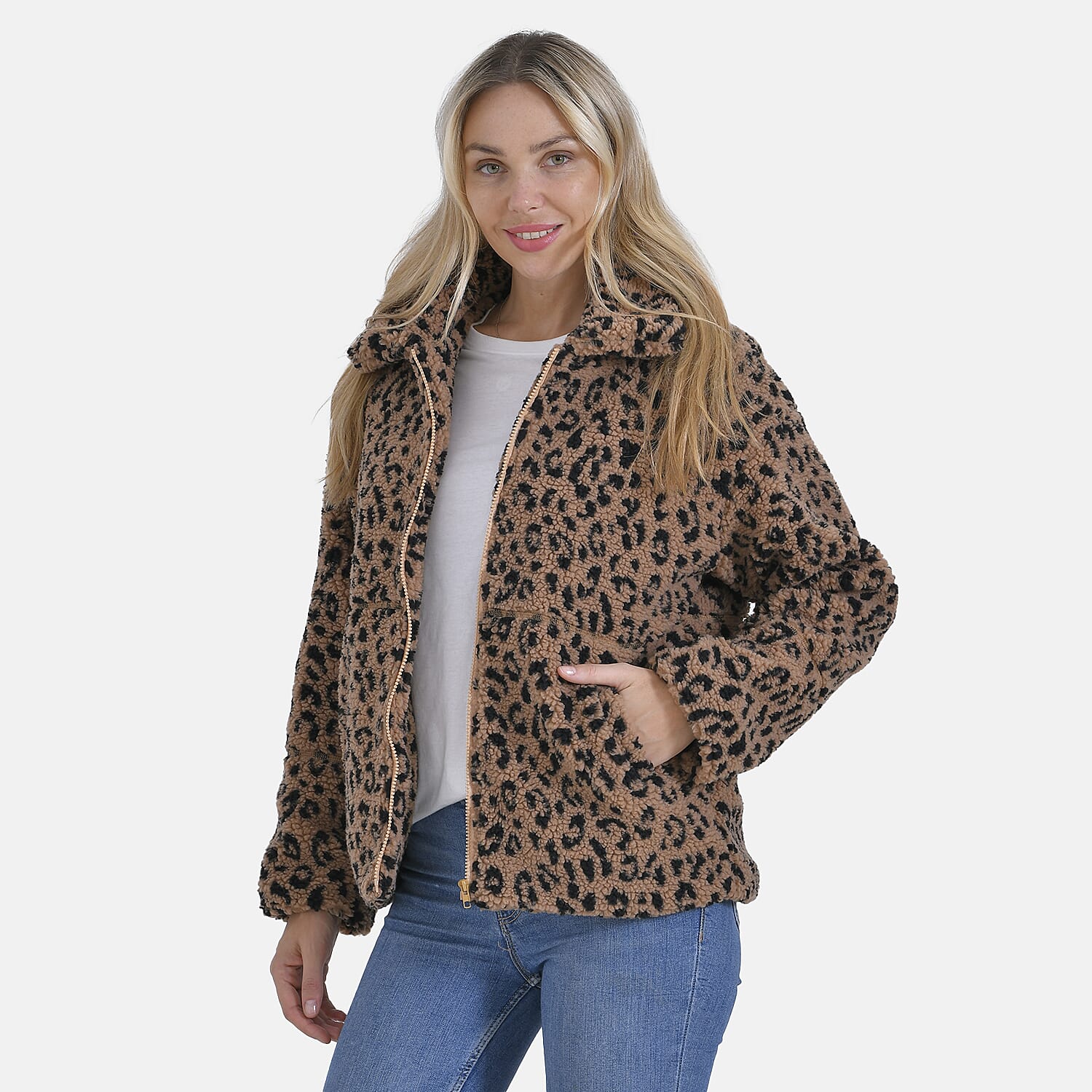 La Marey Leopard Pattern Plush Jacket 7854758 8