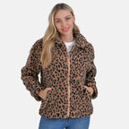 La Marey Leopard Print Plush Jacket with 2 Side Pockets - Mufasa (Size 16 - 18)