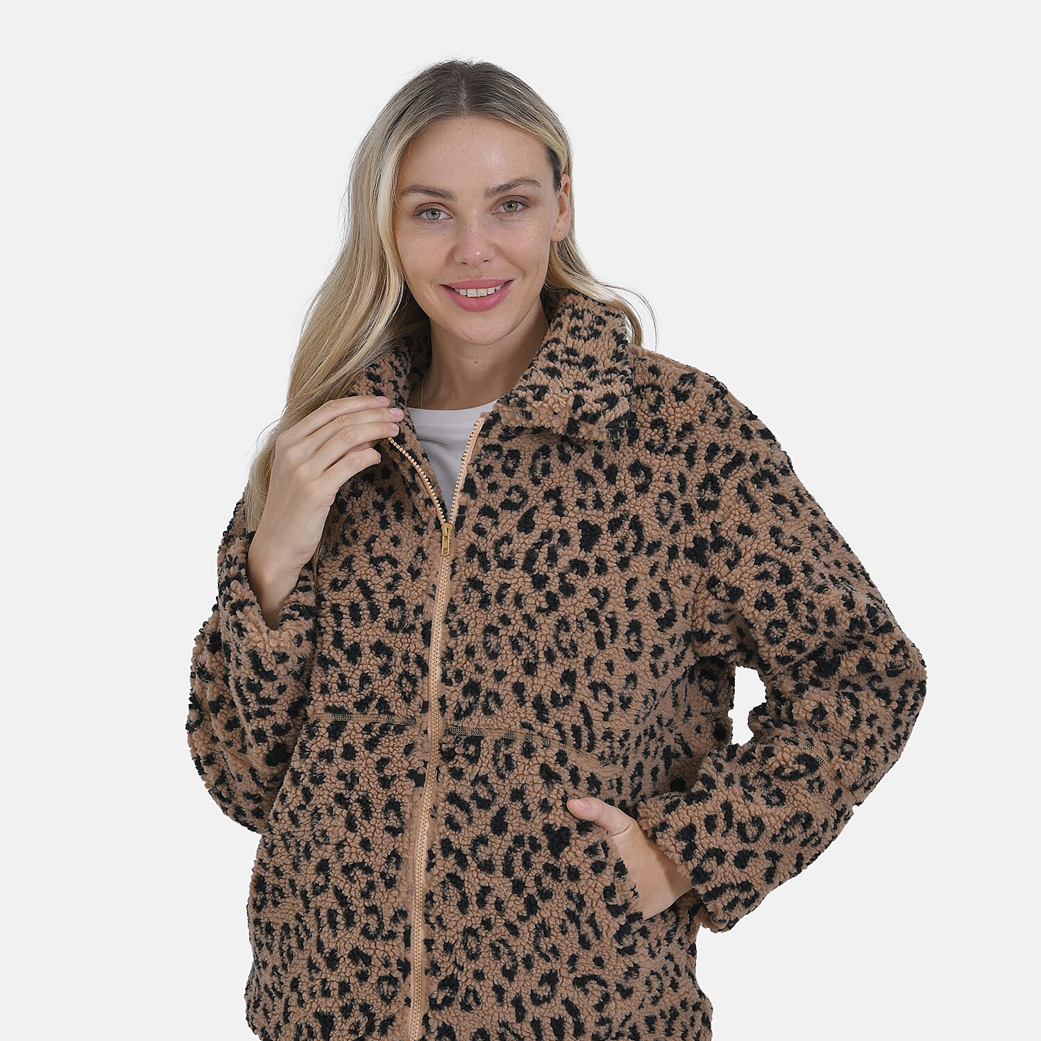 La Marey Leopard Pattern Plush Jacket 7854758 10