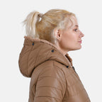 La Marey Padded Coat with Faux Fur Hoodie - Brown