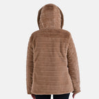 La Marey Padded Coat with Faux Fur Hoodie - Brown