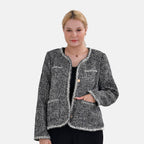 La Marey Patterned Jacket (Size L 16 TO 18) - Black & Black