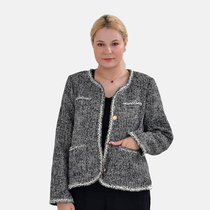La Marey Patterned Jacket (Size L 16 TO 18) - Black &amp; Black 7769977 1
