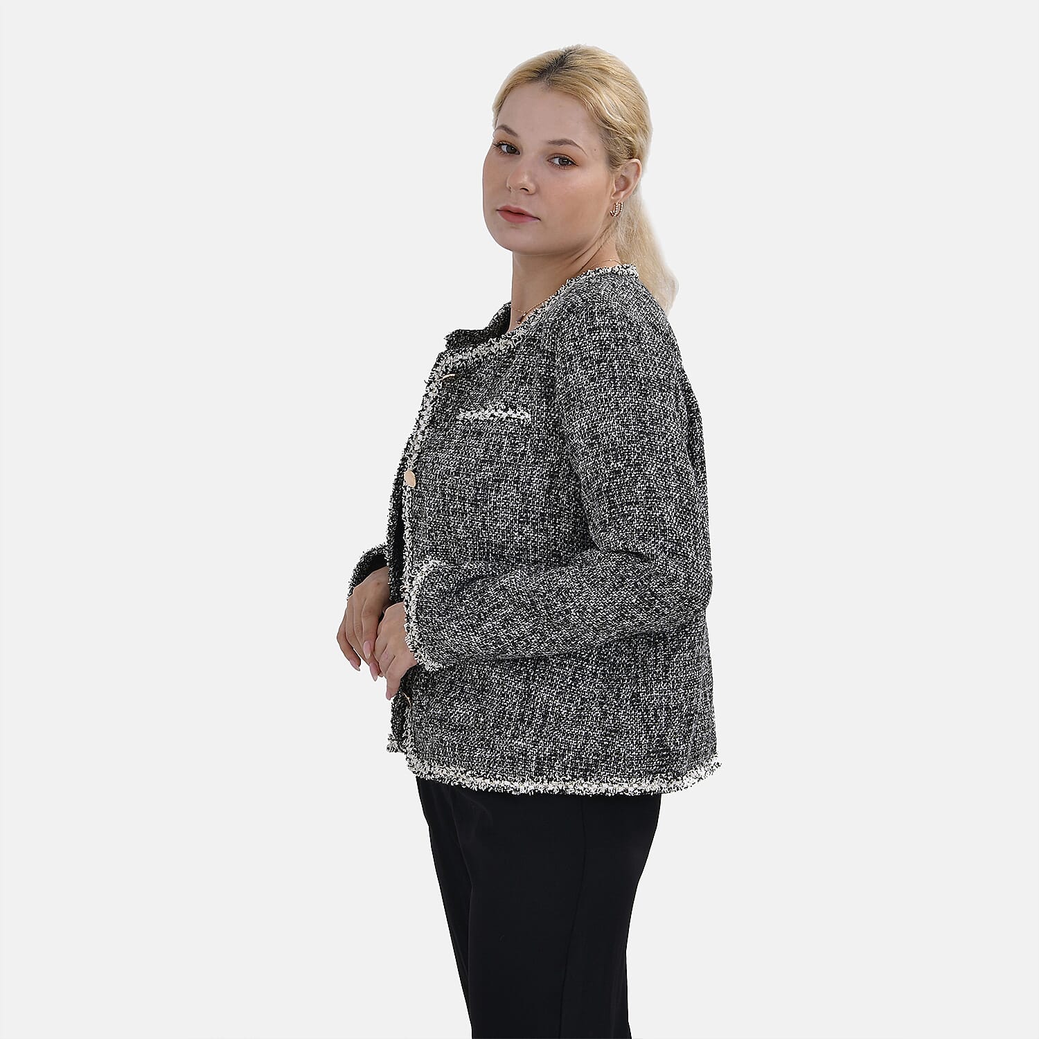 La Marey Patterned Jacket (Size L 16 TO 18) - Black &amp; Black 7769977 3