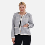 La Marey Patterned Jacket (Size L 16 TO 18) - Grey & Black