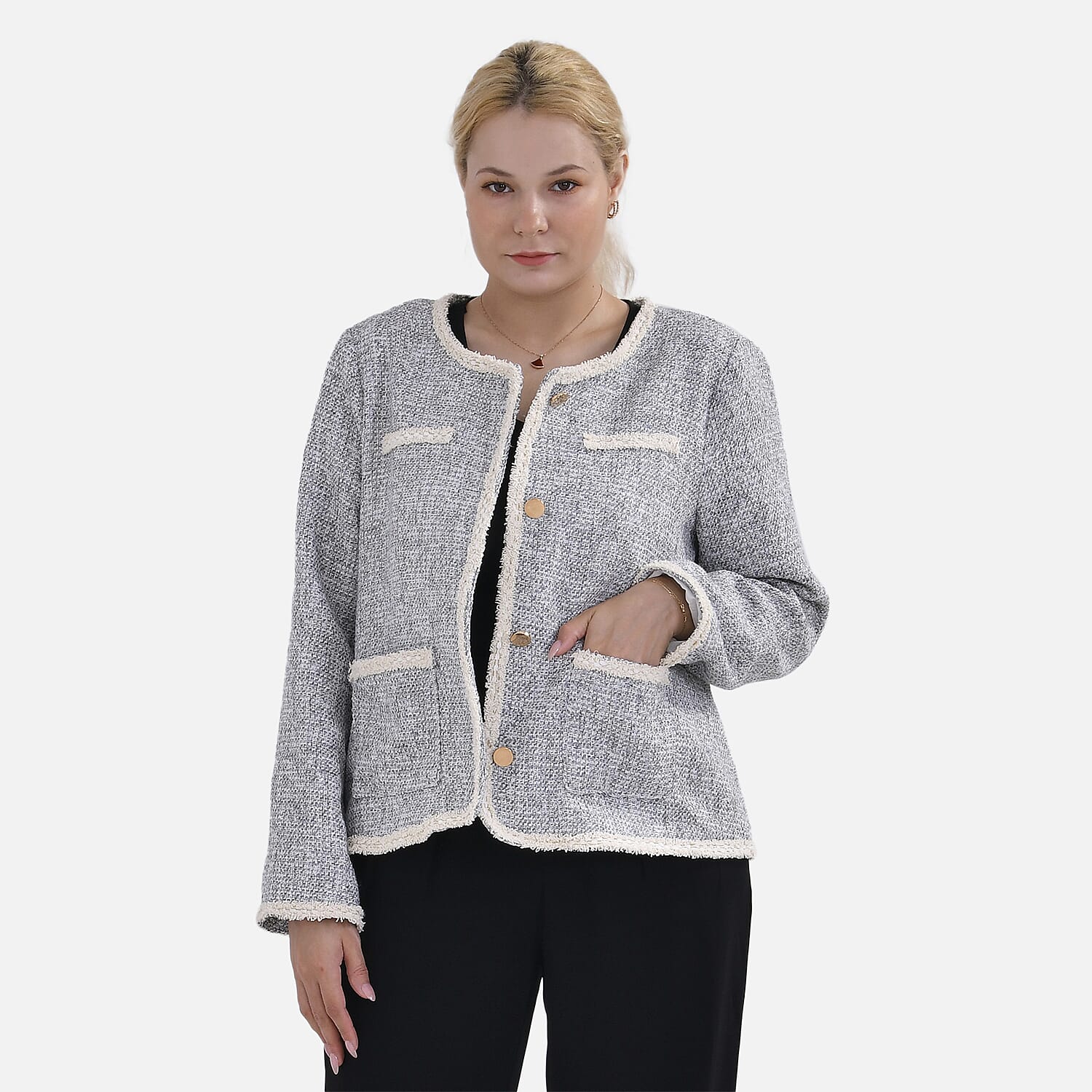 La Marey Patterned Jacket (Size L 16 TO 18) - Grey &amp; Black 7770002 0