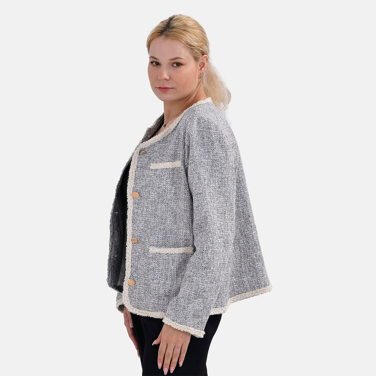 La Marey Patterned Jacket (Size L 16 TO 18) - Grey &amp; Black 7770002 2