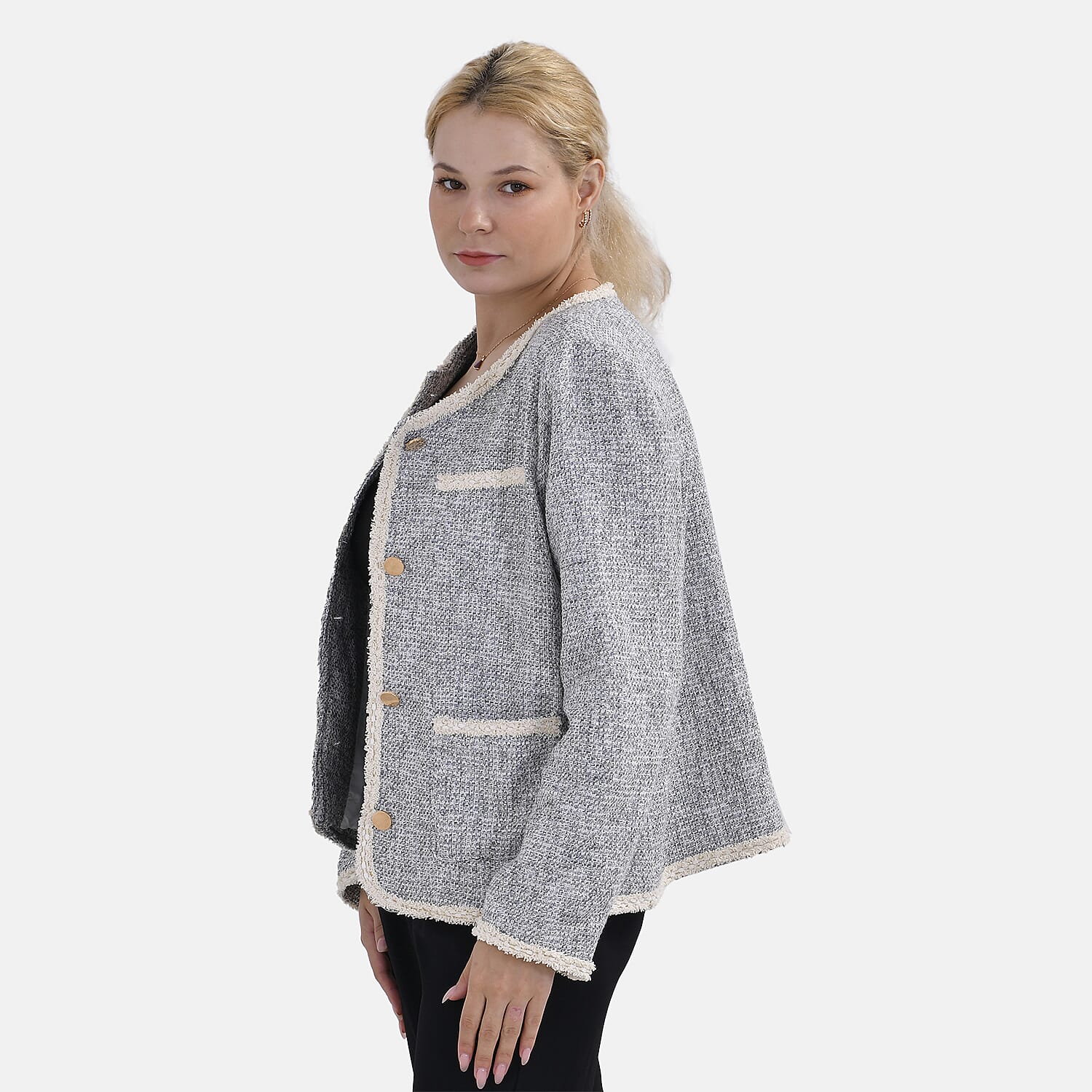 La Marey Patterned Jacket (Size L 16 TO 18) - Grey &amp; Black 7770002 2