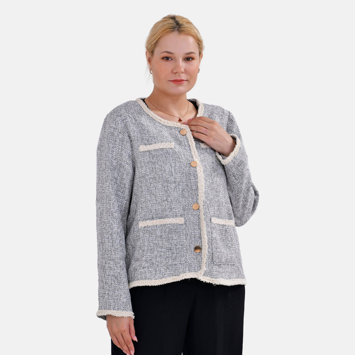 La Marey Patterned Jacket (Size L 16 TO 18) - Grey &amp; Black 7770002 3