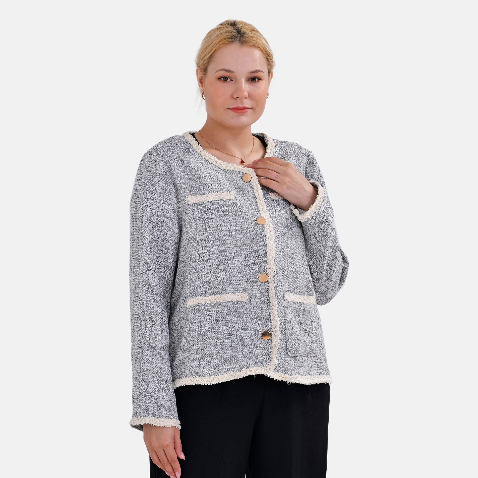 La Marey Patterned Jacket (Size L 16 TO 18) - Grey &amp; Black 7770002 3