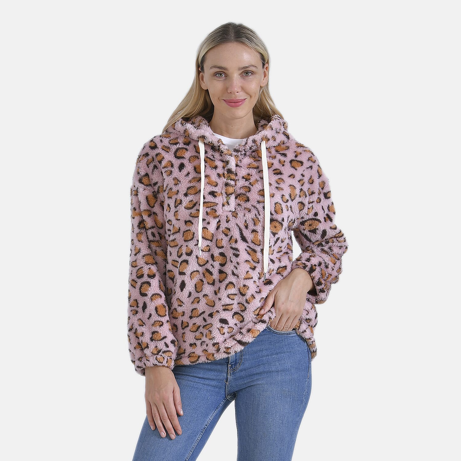 La Marey Plush Leopard Print Hoodie - L 7854466 7