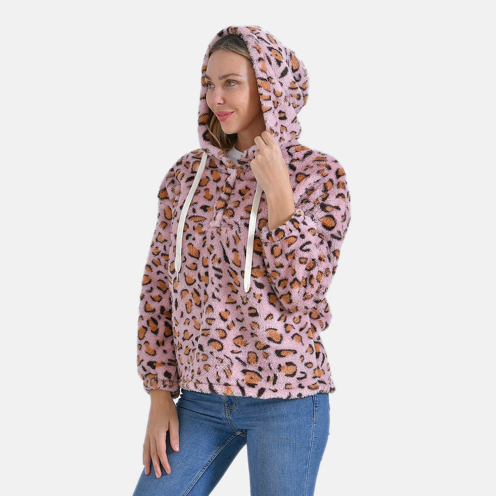La Marey Plush Hoodie with Buttons (Size 16 to 18) - Pink