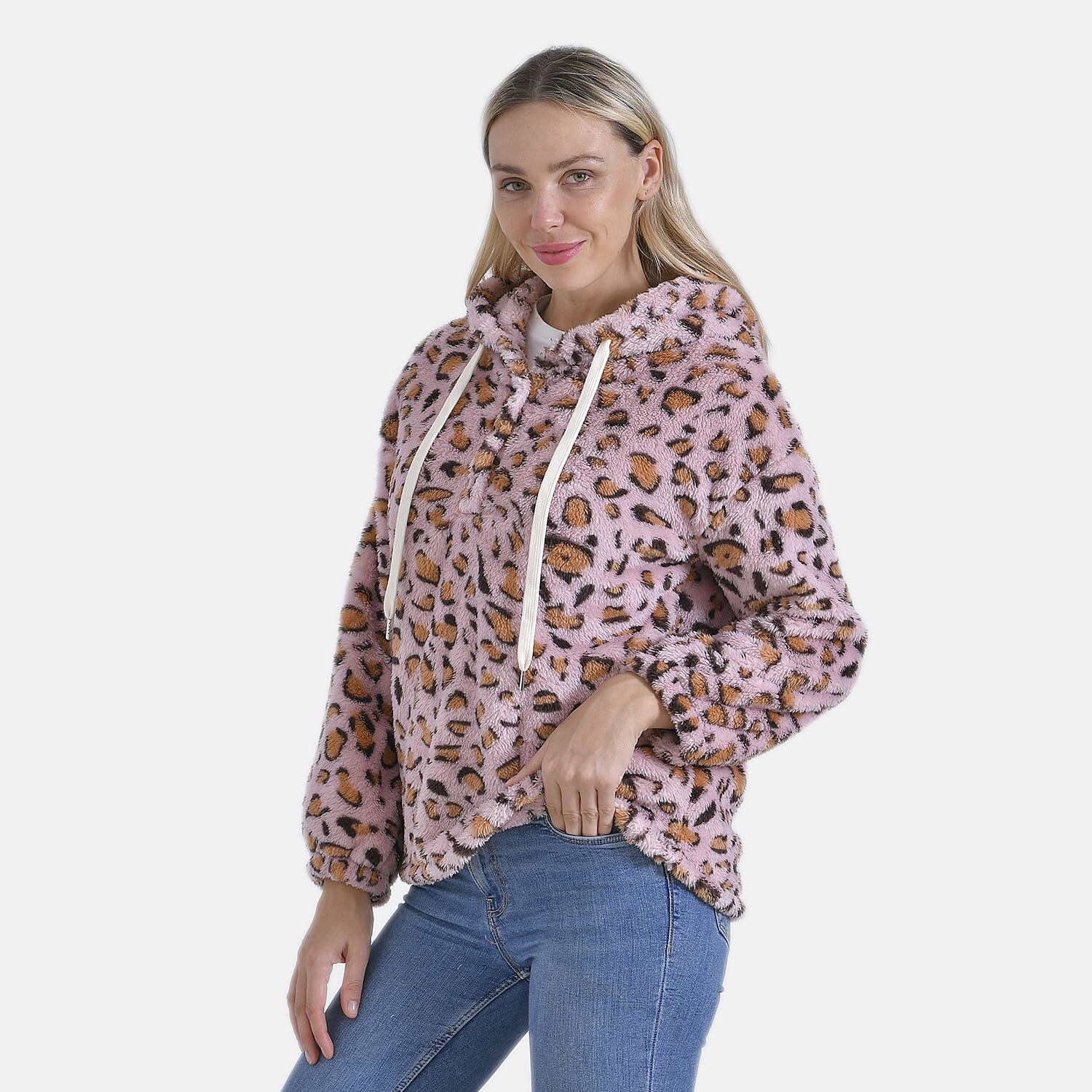 La Marey Plush Leopard Print Hoodie - L 7854466 10