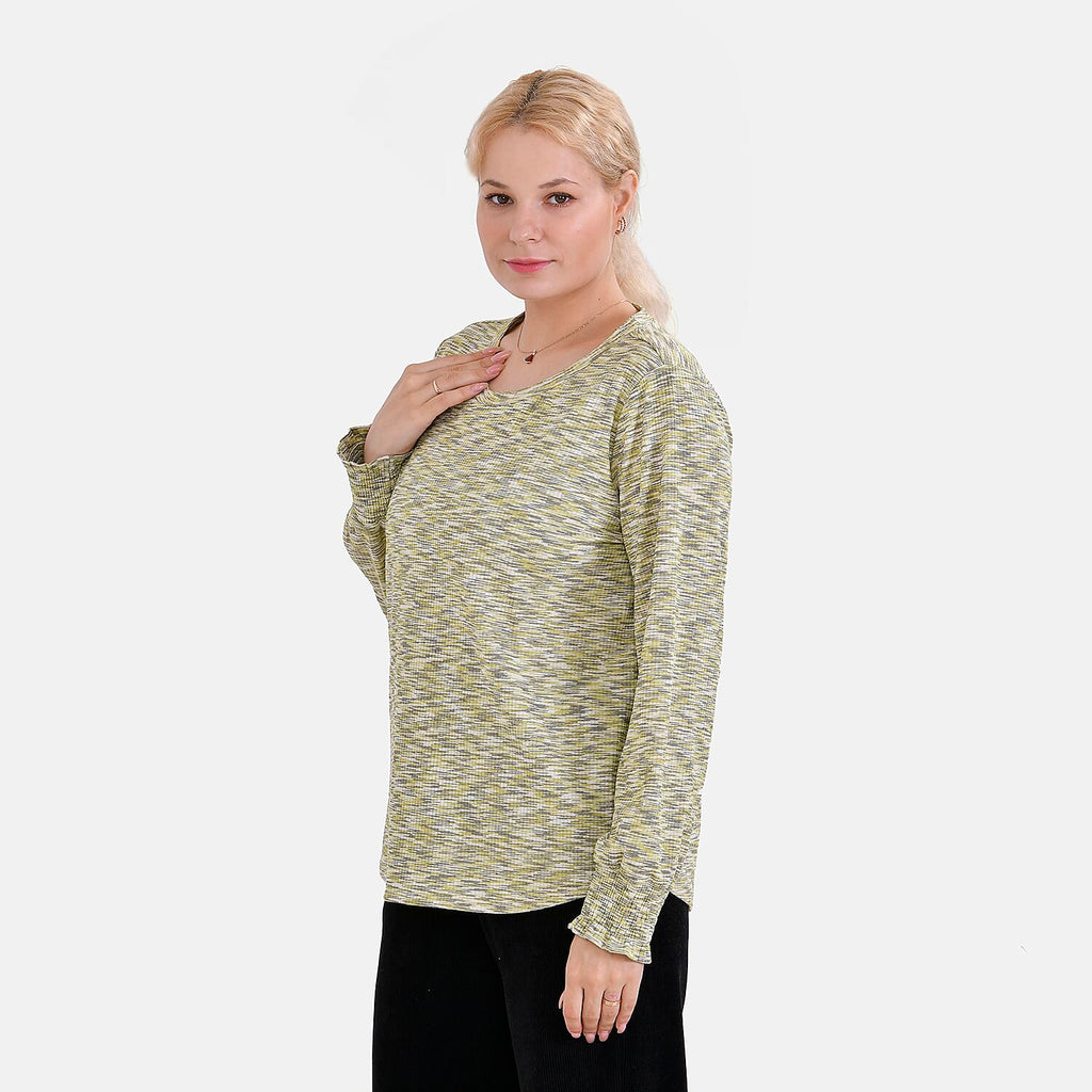 La Marey Round Neck Long Sleeve Top (Size M) - Green