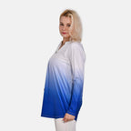 La Marey Ombre V-Neck Top (Size L 16 to 18) - Royal Blue