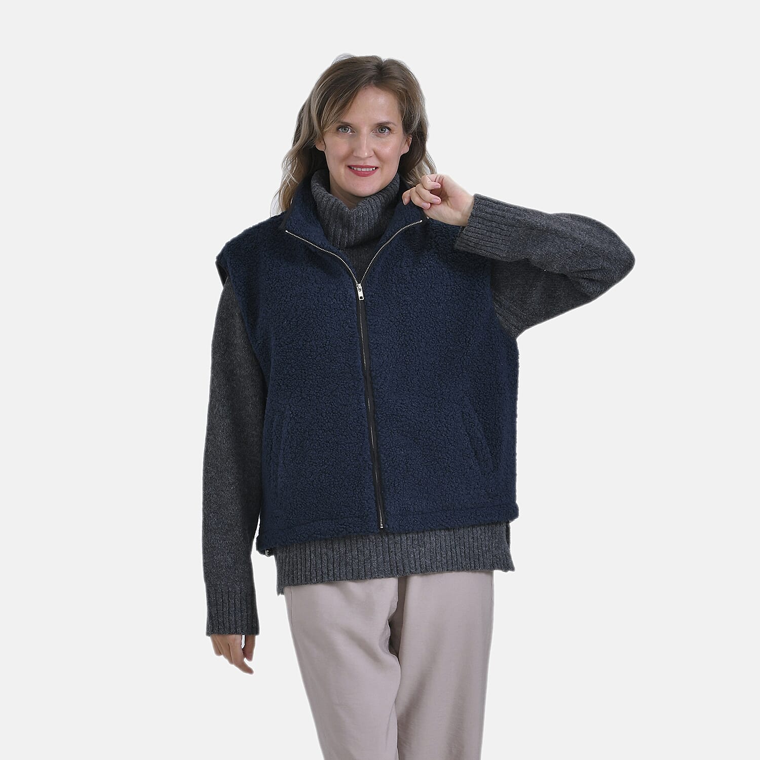 La Marey Plush Vest With Zipper (Size 8 to 14) - Navy 7854005 0