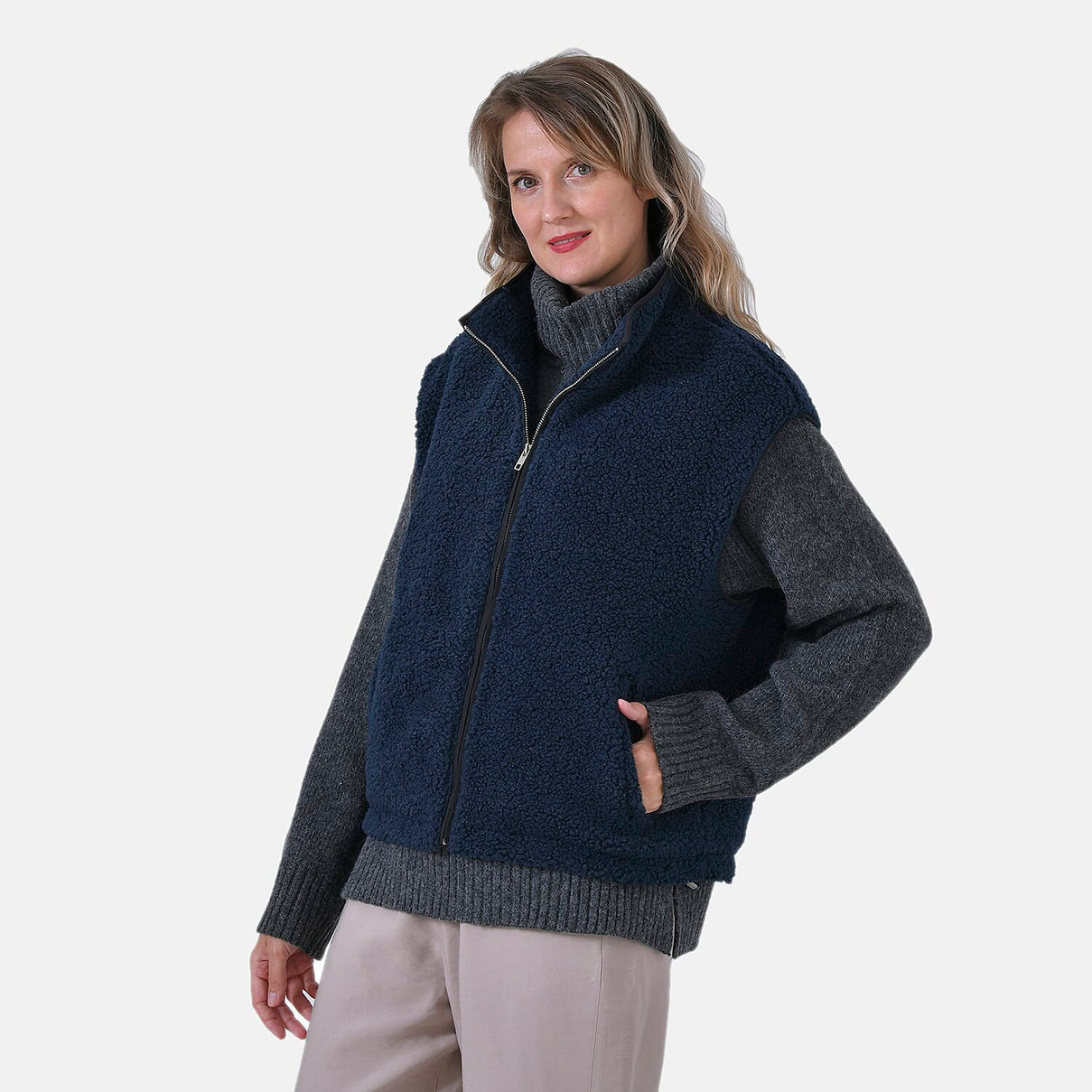 La Marey Plush Vest With Zipper (Size 8 to 14) - Navy 7854005 3