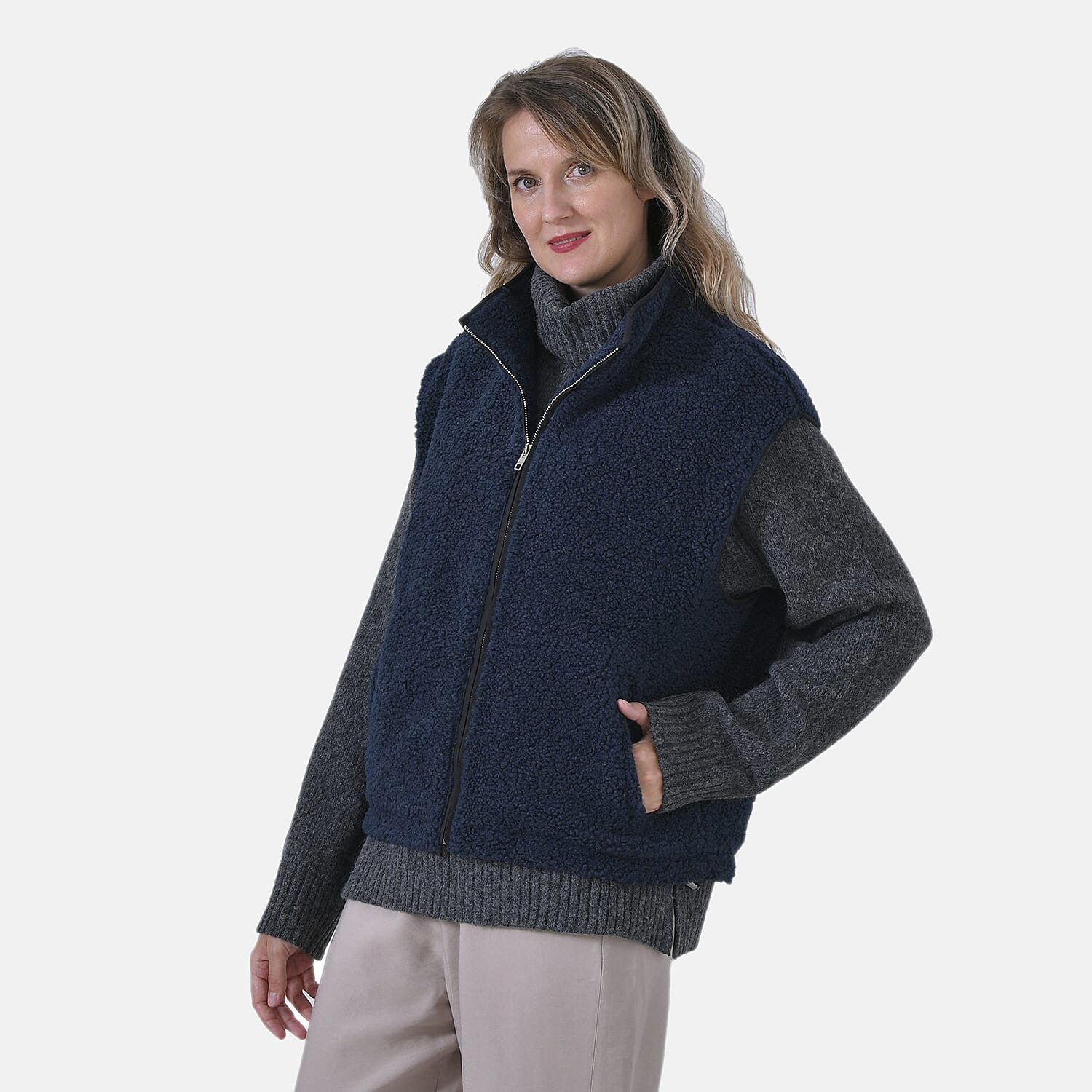 La Marey Plush Vest With Zipper (Size 8 to 14) - Navy 7854005 3