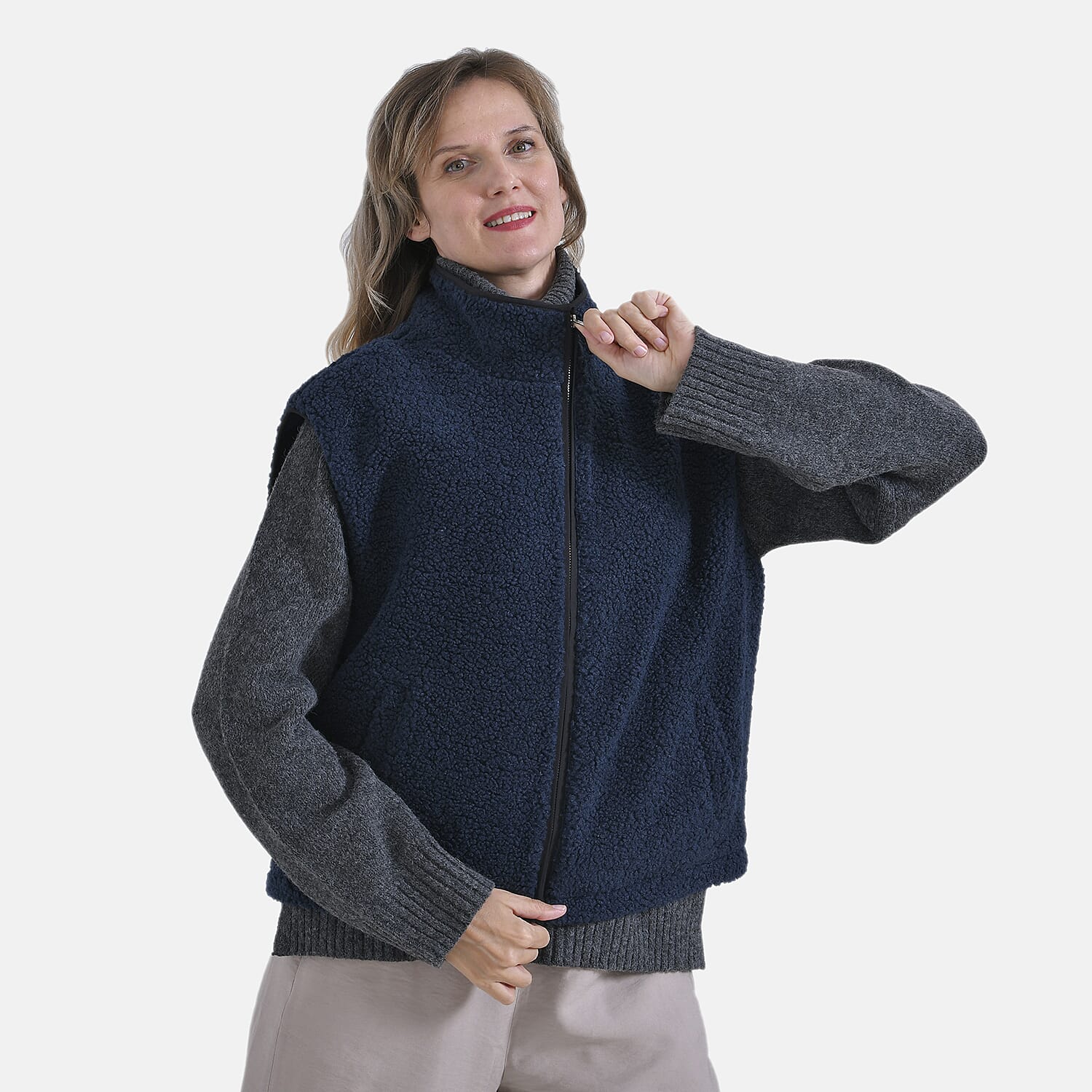 La Marey Plush Vest With Zipper (Size 8 to 14) - Navy 7854005 4