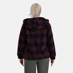La Marey Plaid Plush Coat With Hood (Size 16 to 18) - Red