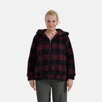 La Marey Plaid Plush Coat With Hood (Size 16 to 18) - Red