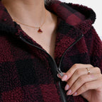 La Marey Plaid Plush Coat With Hood (Size 16 to 18) - Red