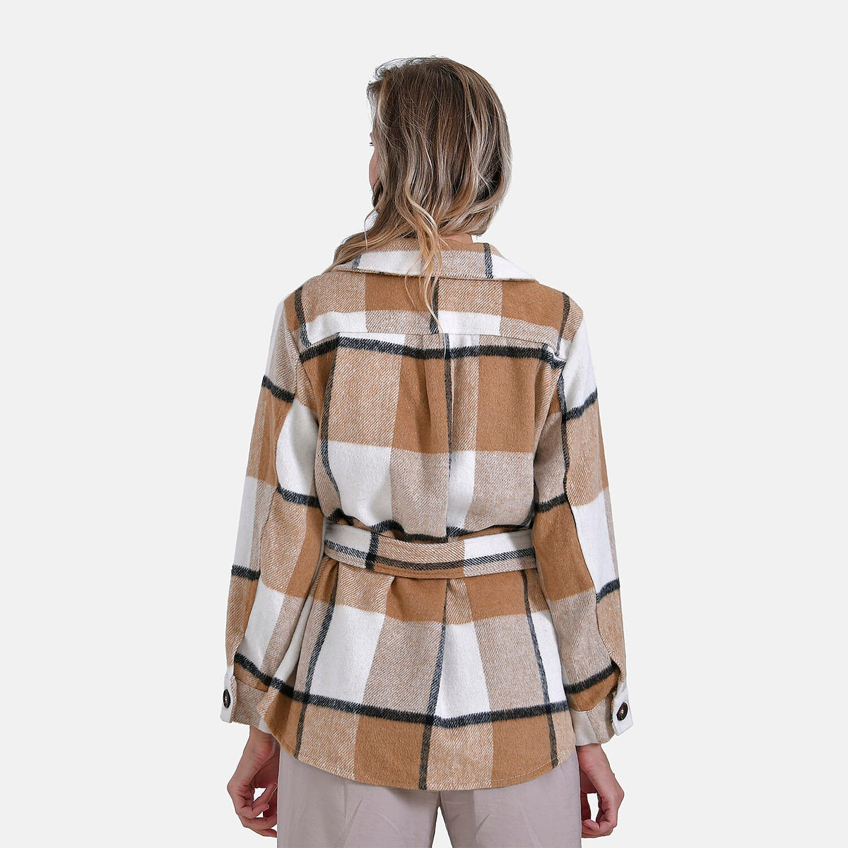 La Marey Checked Belted Winter Shirt (Size 16 to 18) - Brown V32698622 4