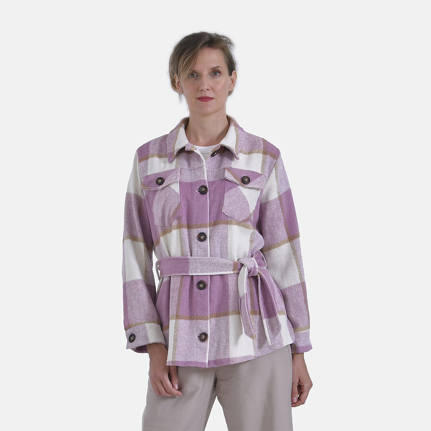 La Marey Checked Belted Shirt (Size 16 to 18) - Pink 7874426 6