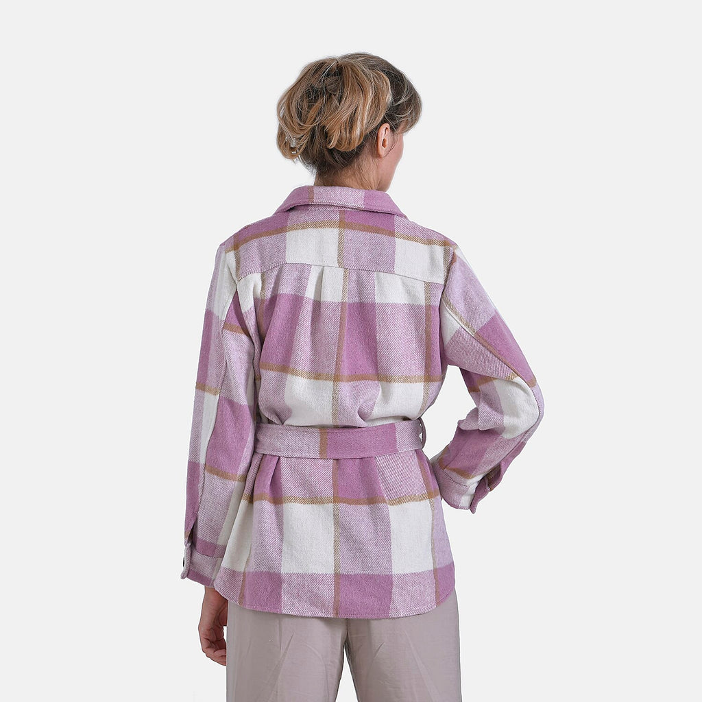 La Marey Checked Belted Shirt (Size 16 to 18) - Pink