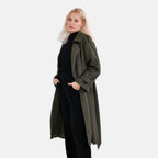 LA Marey Windproof Cotton Blend Trench Coat (Size 20-22) - Green