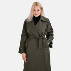 LA Marey Windproof Cotton Blend Trench Coat (Size 20-22) - Green