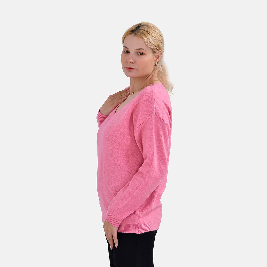 La Marey V-Neck Super Soft Jumper (Size L - 16  to 18) - Pink