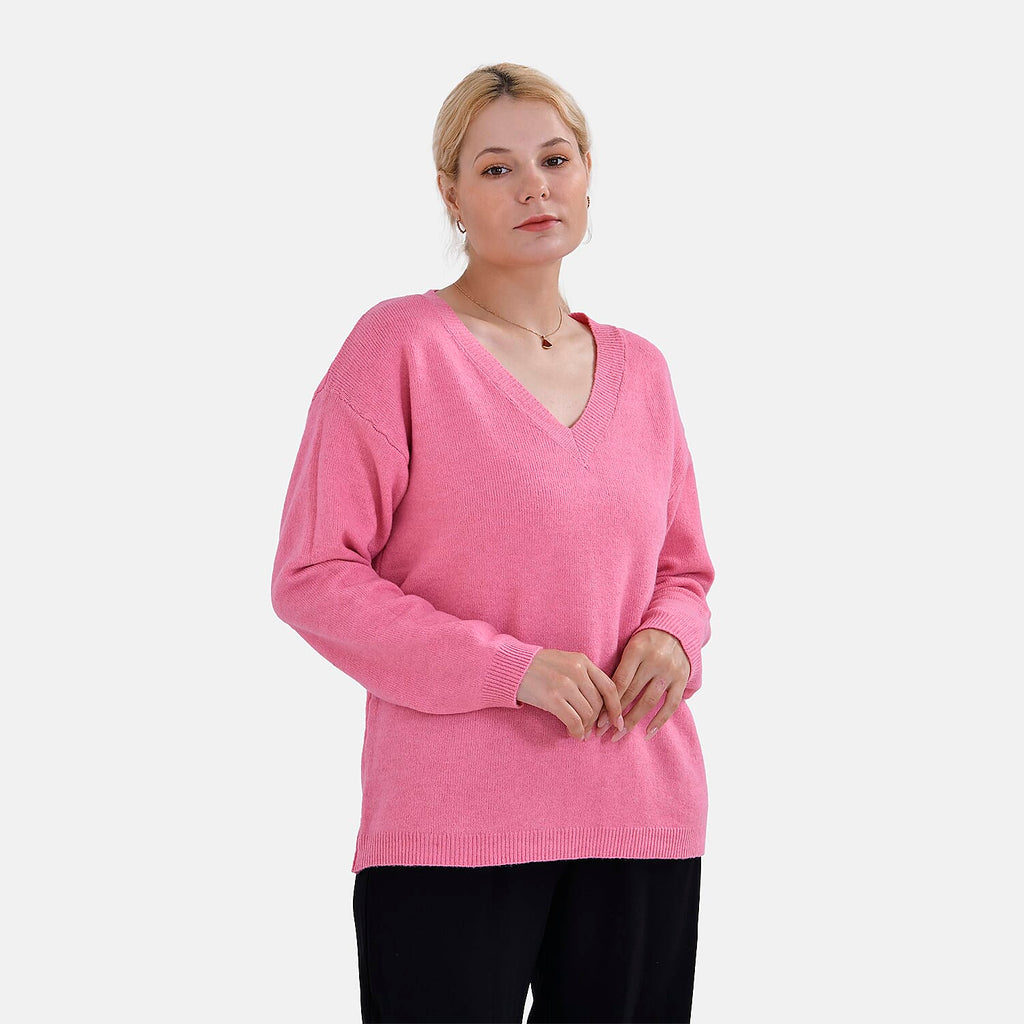 La Marey V-Neck Super Soft Jumper (Size L - 16  to 18) - Pink