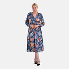 La Marey Jersey Tie-Waist Printed Maxi Dress (Size L) - Orange
