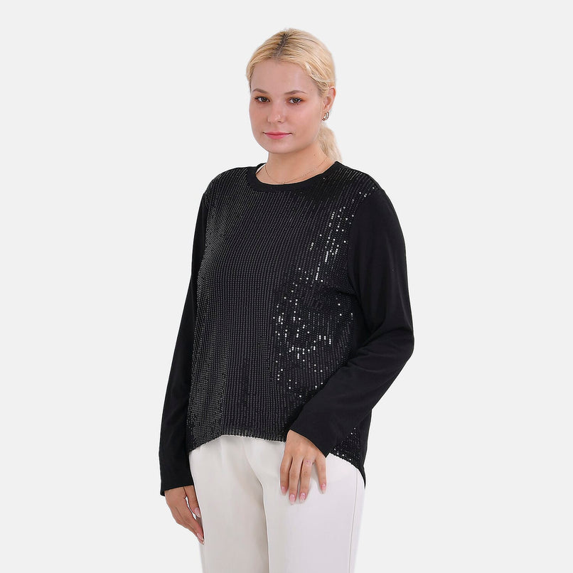 La Marey Sequin Top (Size L) - Black