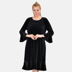 Tamsy Luxurious Velvet Midi Dress Color Size XL - Black