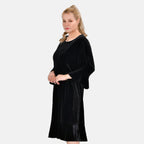 Tamsy Luxurious Velvet Midi Dress Color Size XL - Black