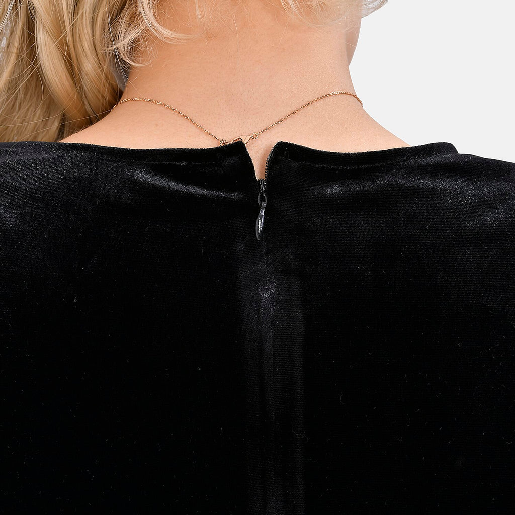 Tamsy Luxurious Velvet Midi Dress Color Size XL - Black