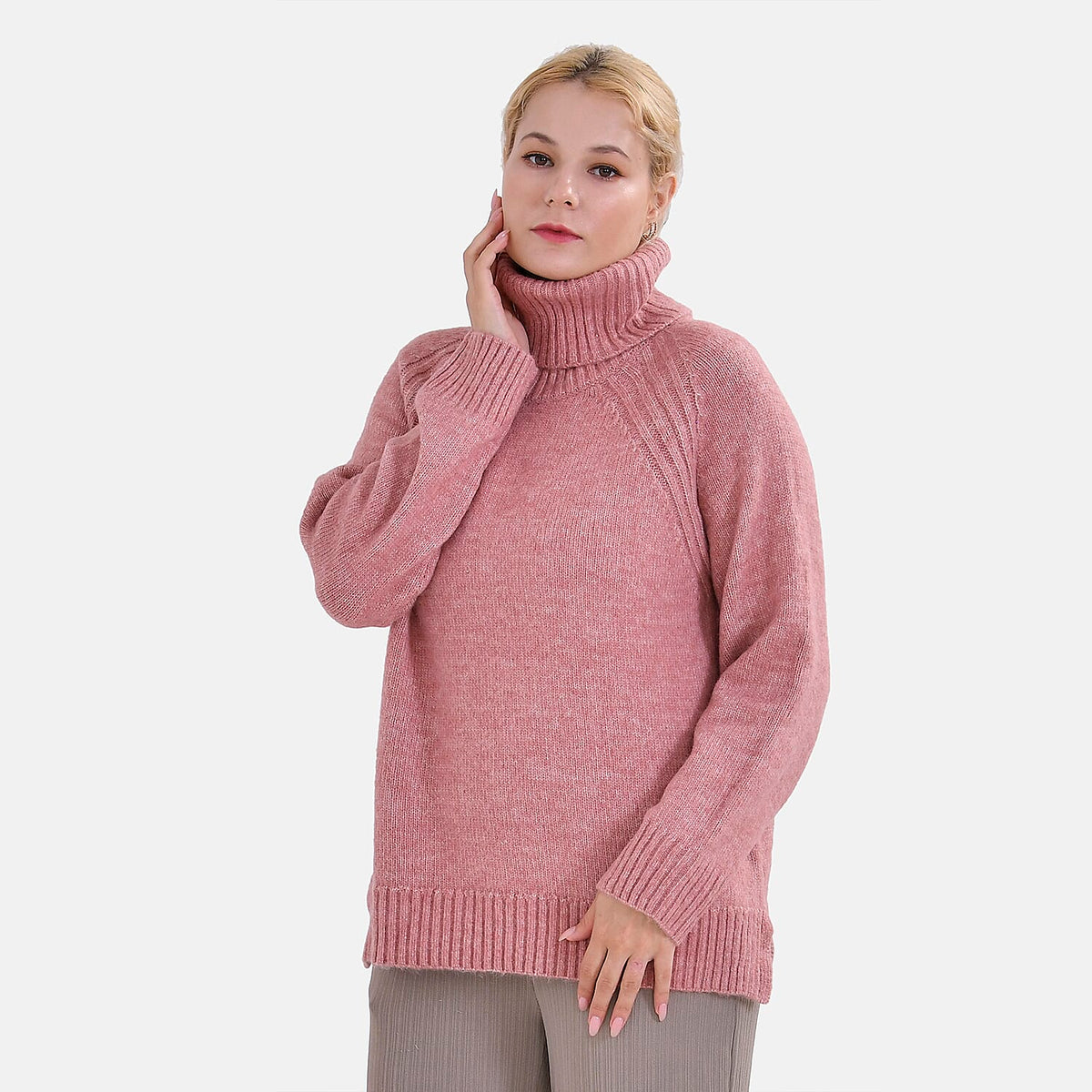 La Marey Roll Neck Solid Jumper (Size 20 to 22) - Dusty Pink Color V32700995 0