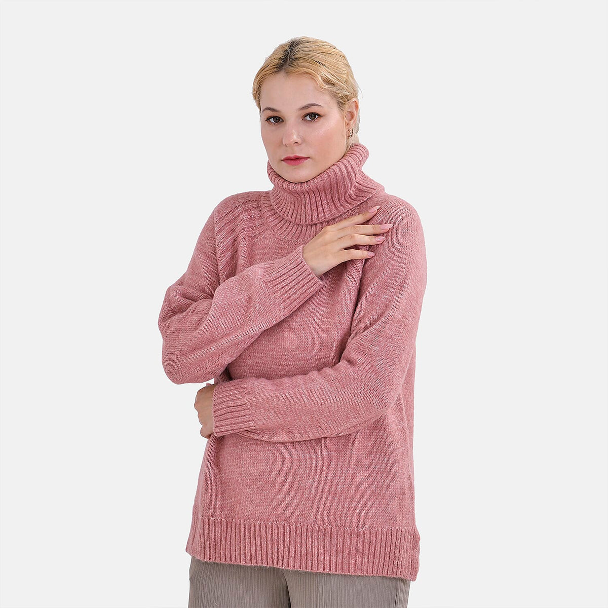 La Marey Roll Neck Solid Jumper (Size 20 to 22) - Dusty Pink Color V32700995 4