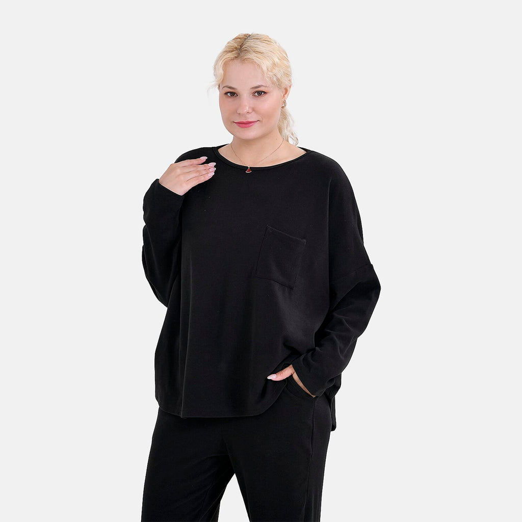 La Marey Soft Casual Top - Black