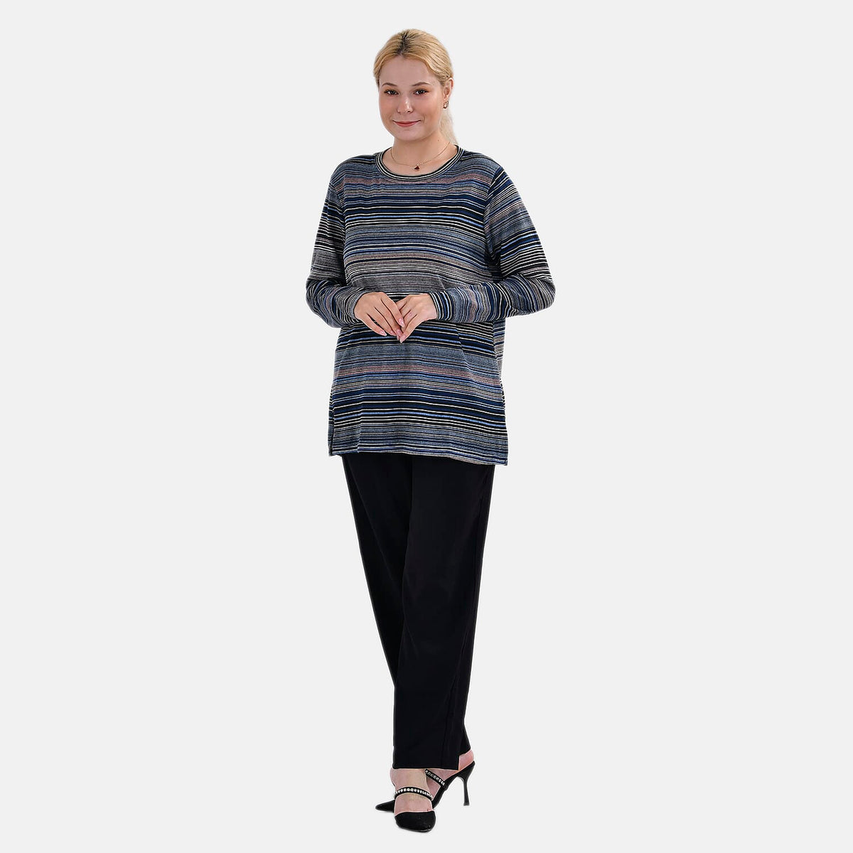 Full Sleeve Jersey Tops with Printed Stripes 7816658 0